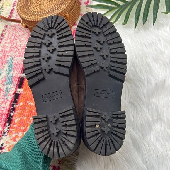 Kelly & Katie Brown Gold Chain Buckle Chunky Platform Leather Loafers 9 - Picture 9 of 11